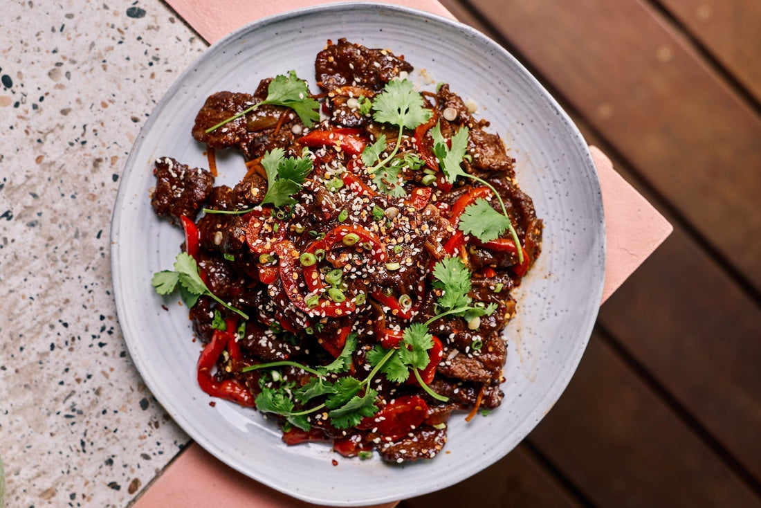Kangaroo Stir-Fry with Quandong and Native Pepper Berries