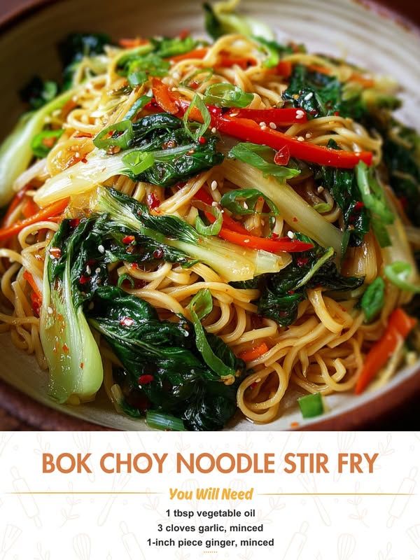 Stir-Fried Noodles with Garlic and Bok Choy