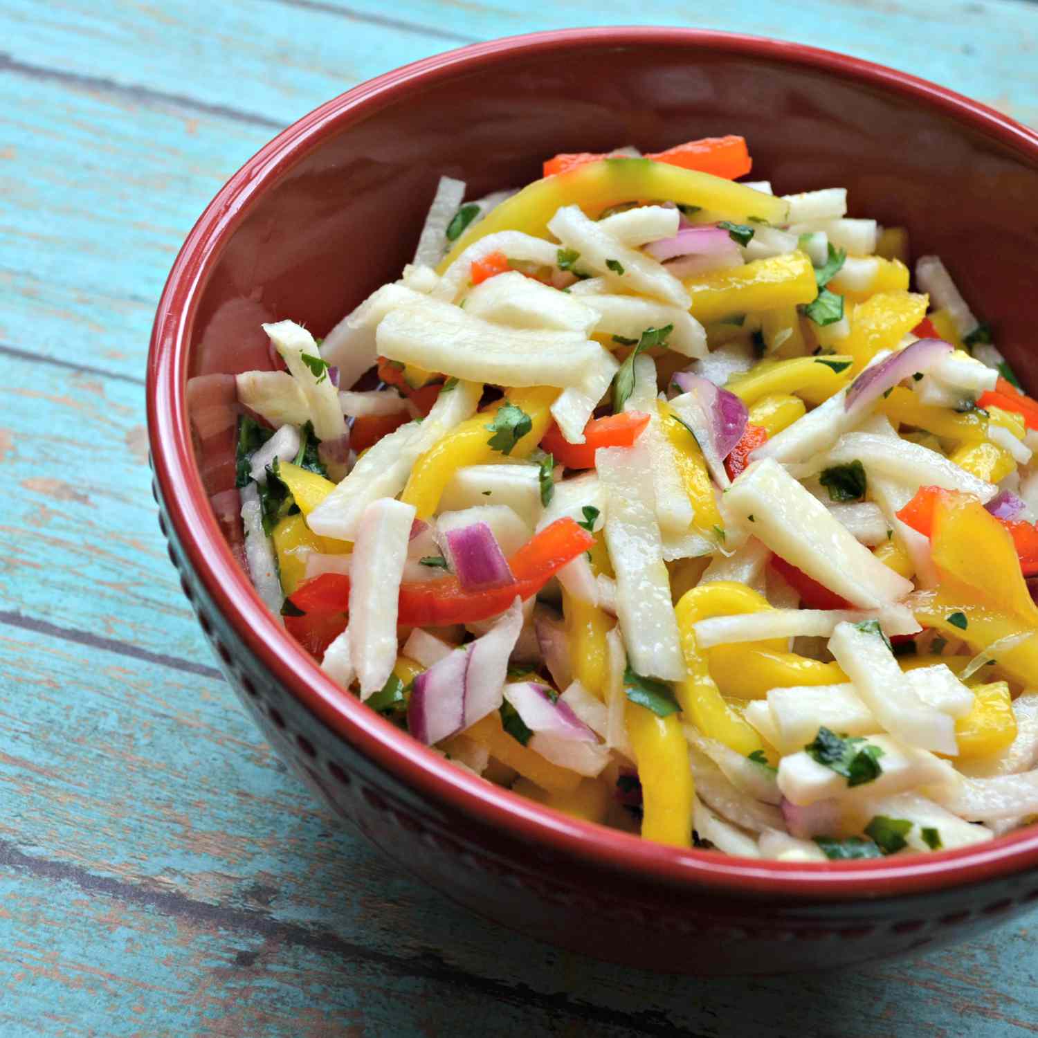 Avocado and Mango Jicama Salad with Cilantro Lime Dressing