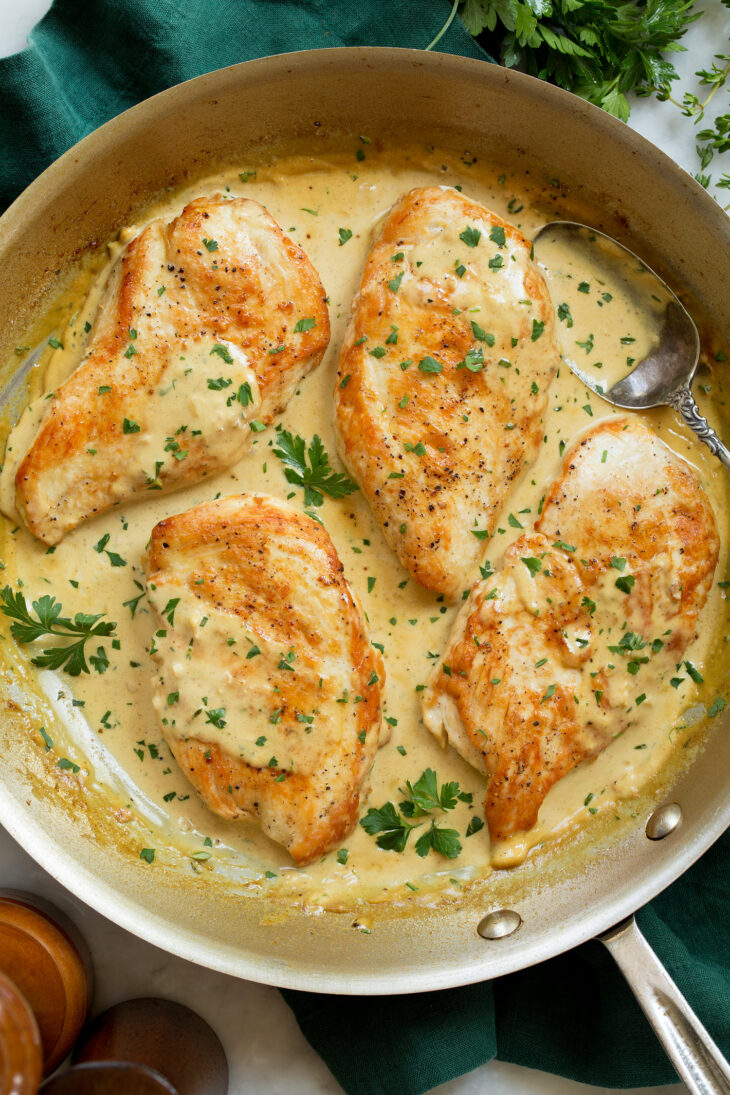 Pan-Seared Chicken with Dijon Mustard and Roasted Garlic Sauce
