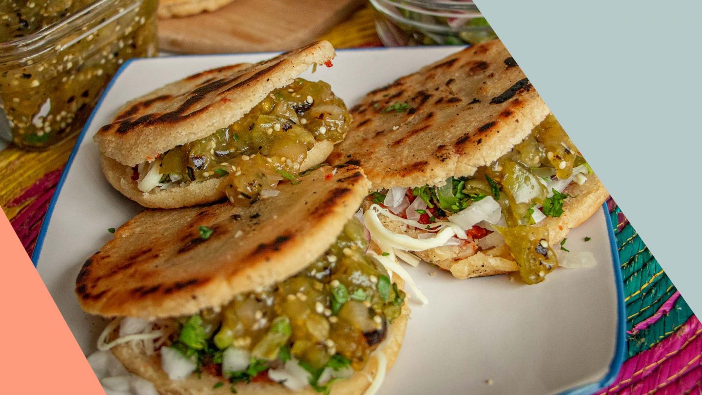 Spicy Gorditas with Pinto Beans and Salsa Verde