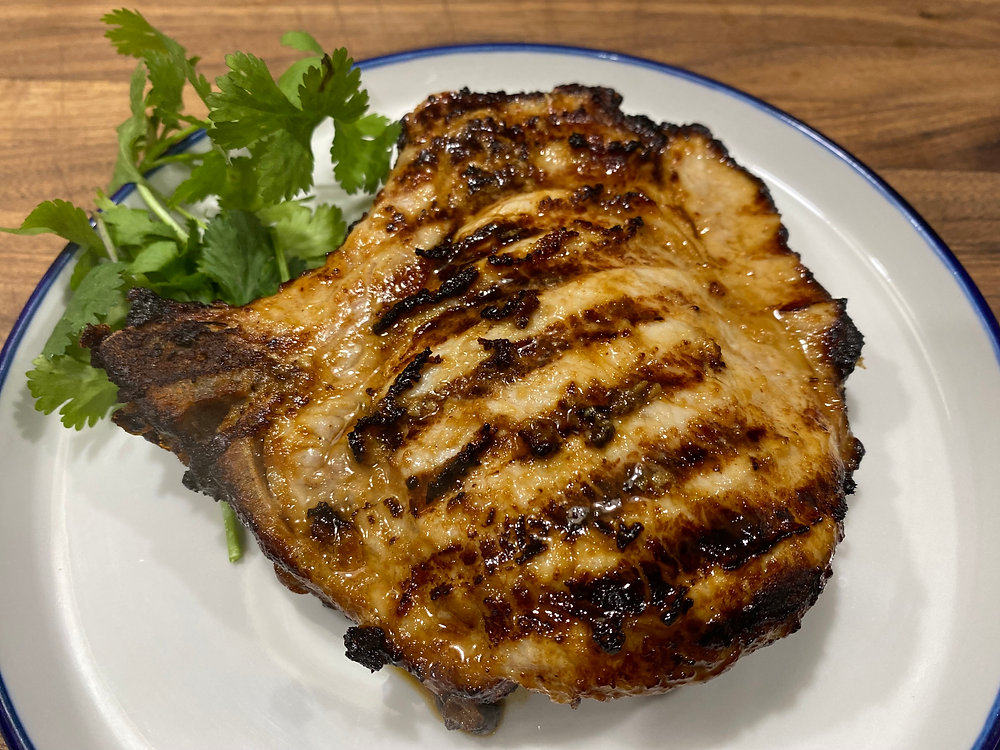 Black Garlic Miso Glazed Pork Chops