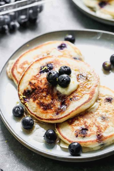 Arendelle-Inspired Creamy Blueberry and Lemon Pancakes