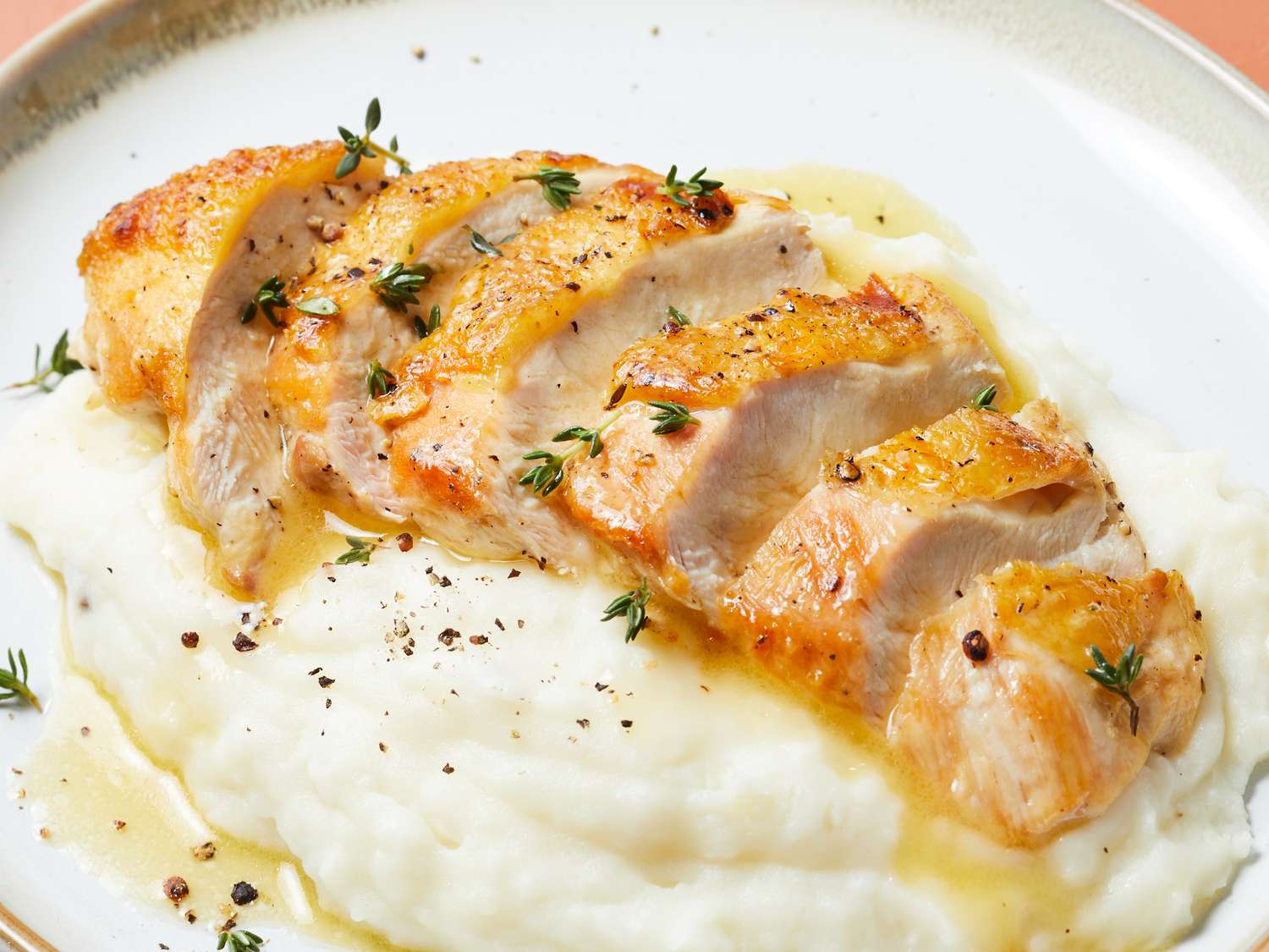 Pan-Seared Chicken with Roasted Garlic and Sweet Potato Mash