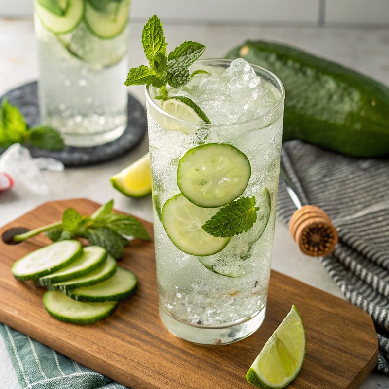Herb-Pressed Gin Tonic with Cucumber