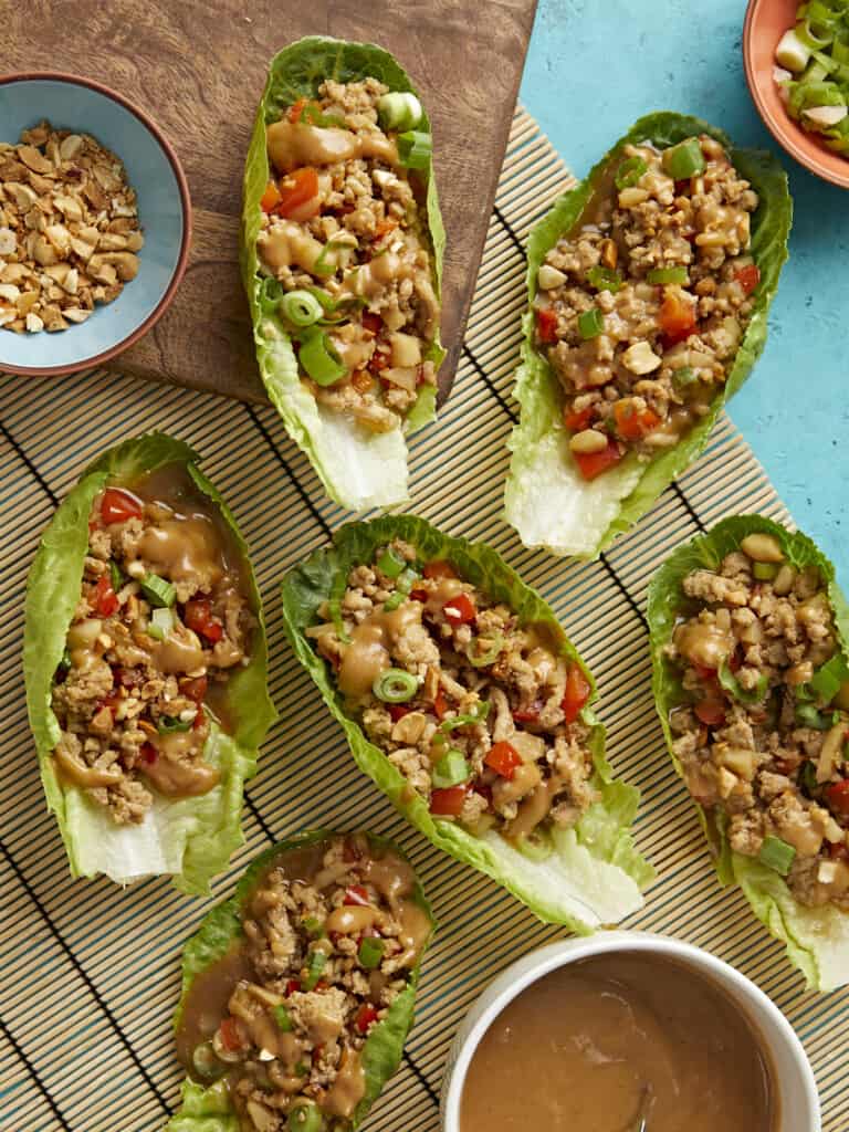 Zesty Chicken Lettuce Wraps with Roasted Red Pepper Sauce