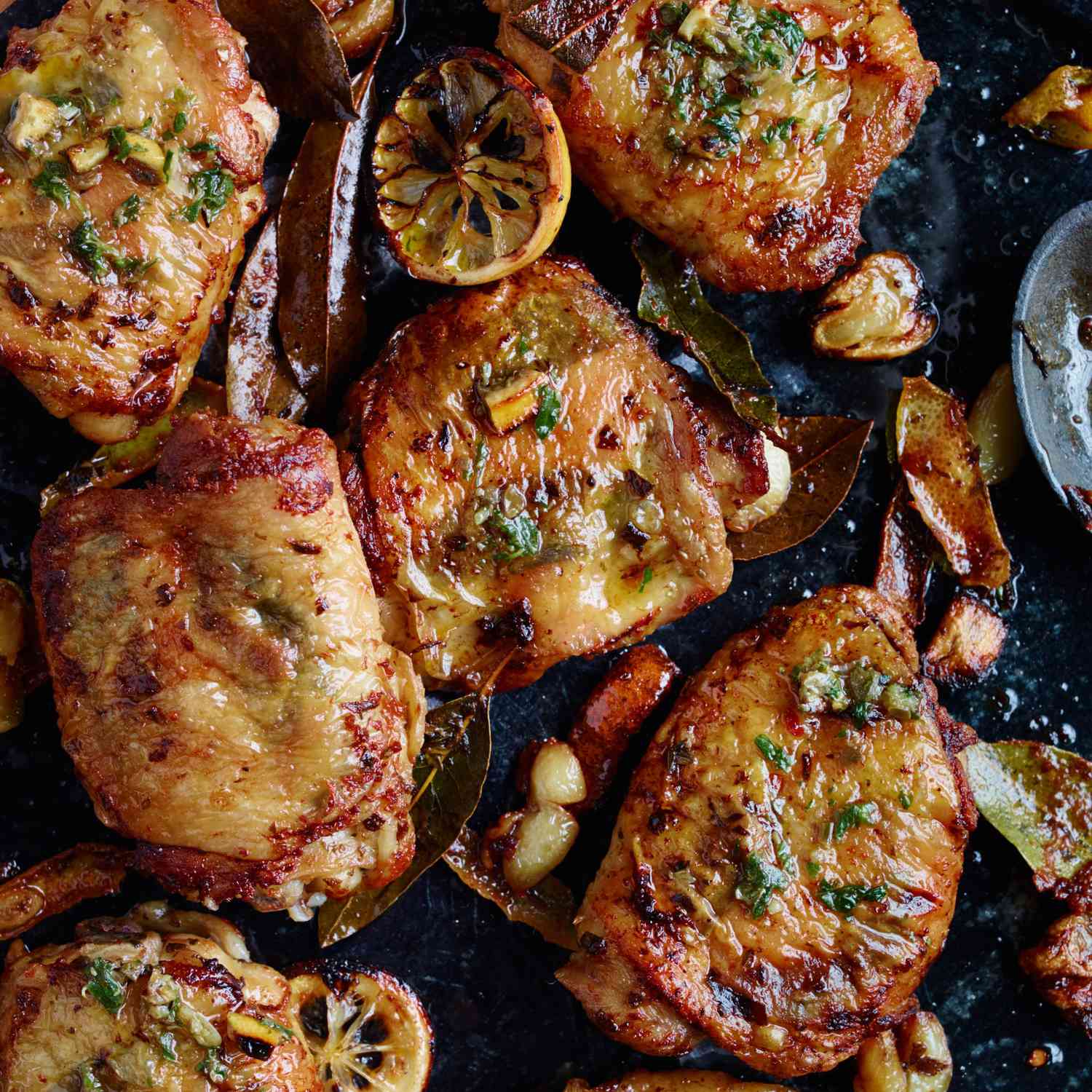 Charred Lemon-Garlic Chicken Thighs with Smoky Paprika