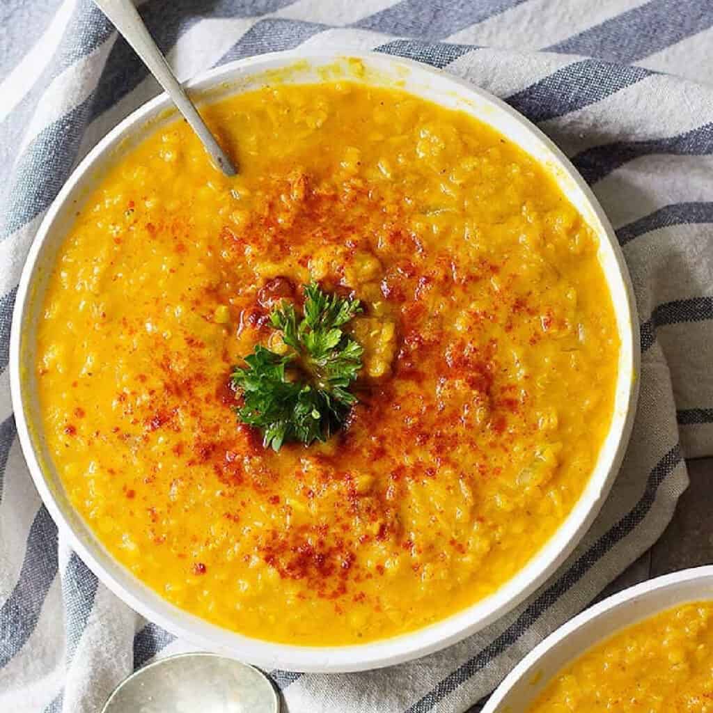 Ginger-Turmeric Lentil Soup with Coconut Milk