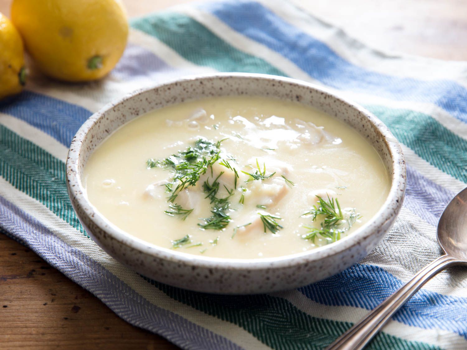Cold Greek Avgolemono Soup with Lemon and Egg