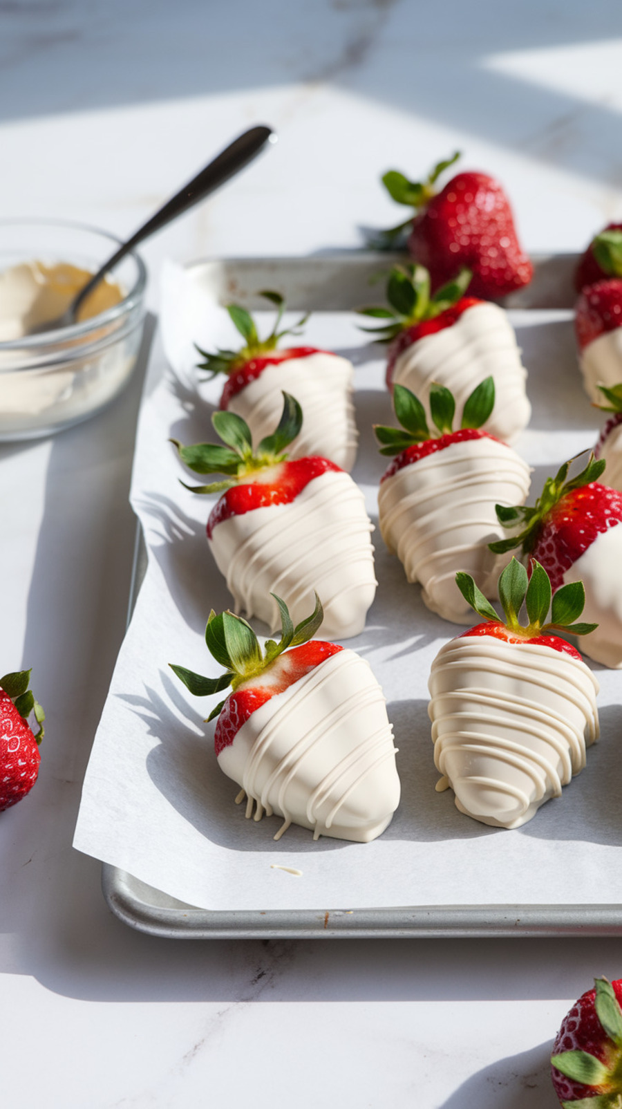 Best Ever Chocolate-Dipped Strawberries with White Chocolate Drizzle