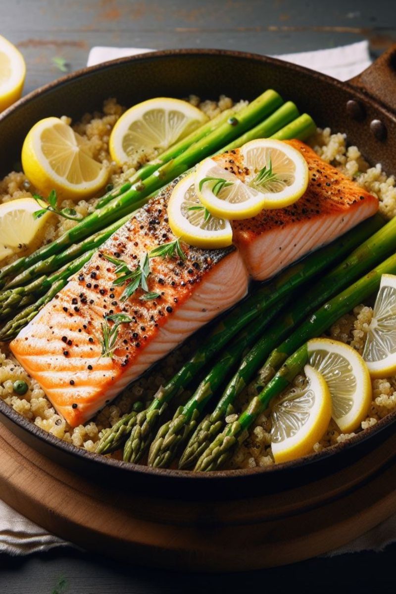 Lemon-Glazed Salmon with Roasted Asparagus and Quinoa
