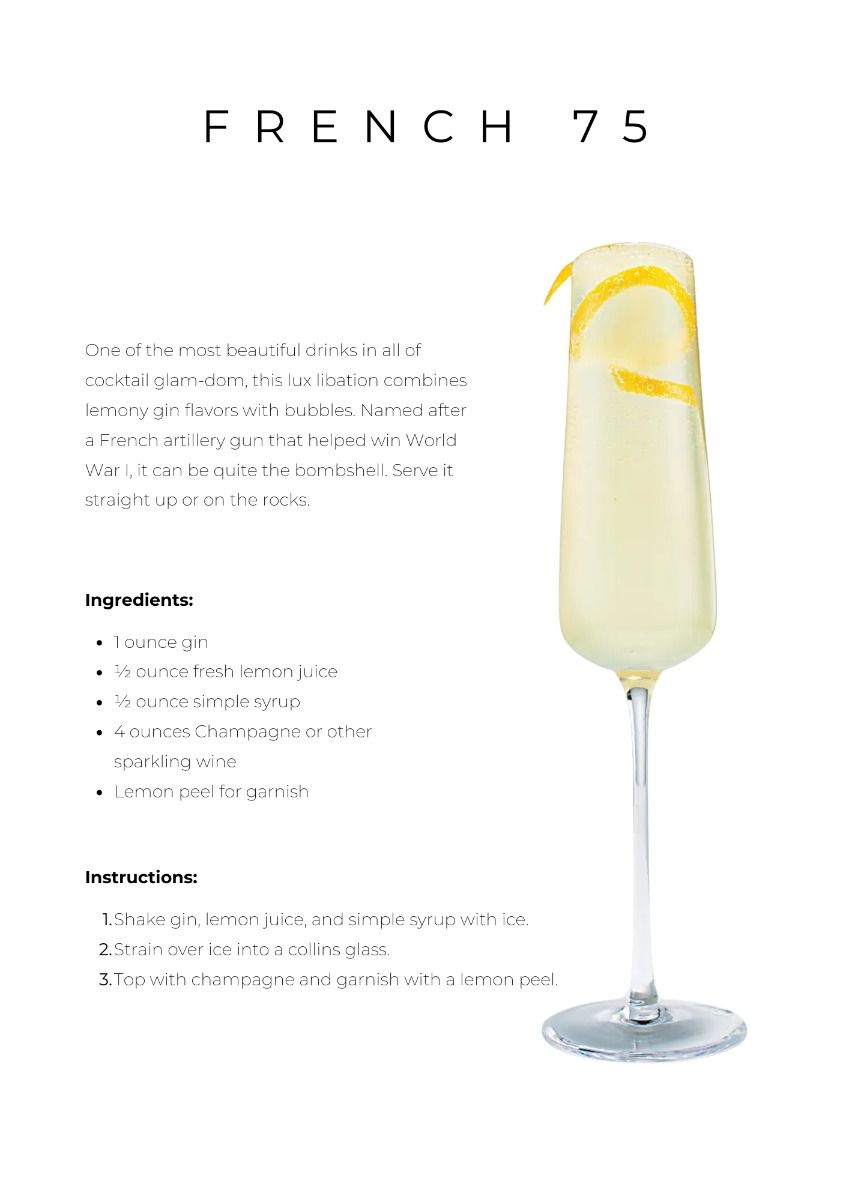 Classic French 75 Sparkling Cocktail
