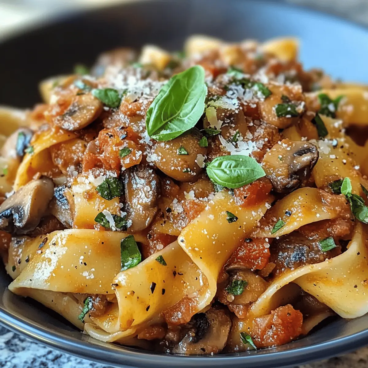 Aperol-Infused Mushroom Ragù with Pappardelle