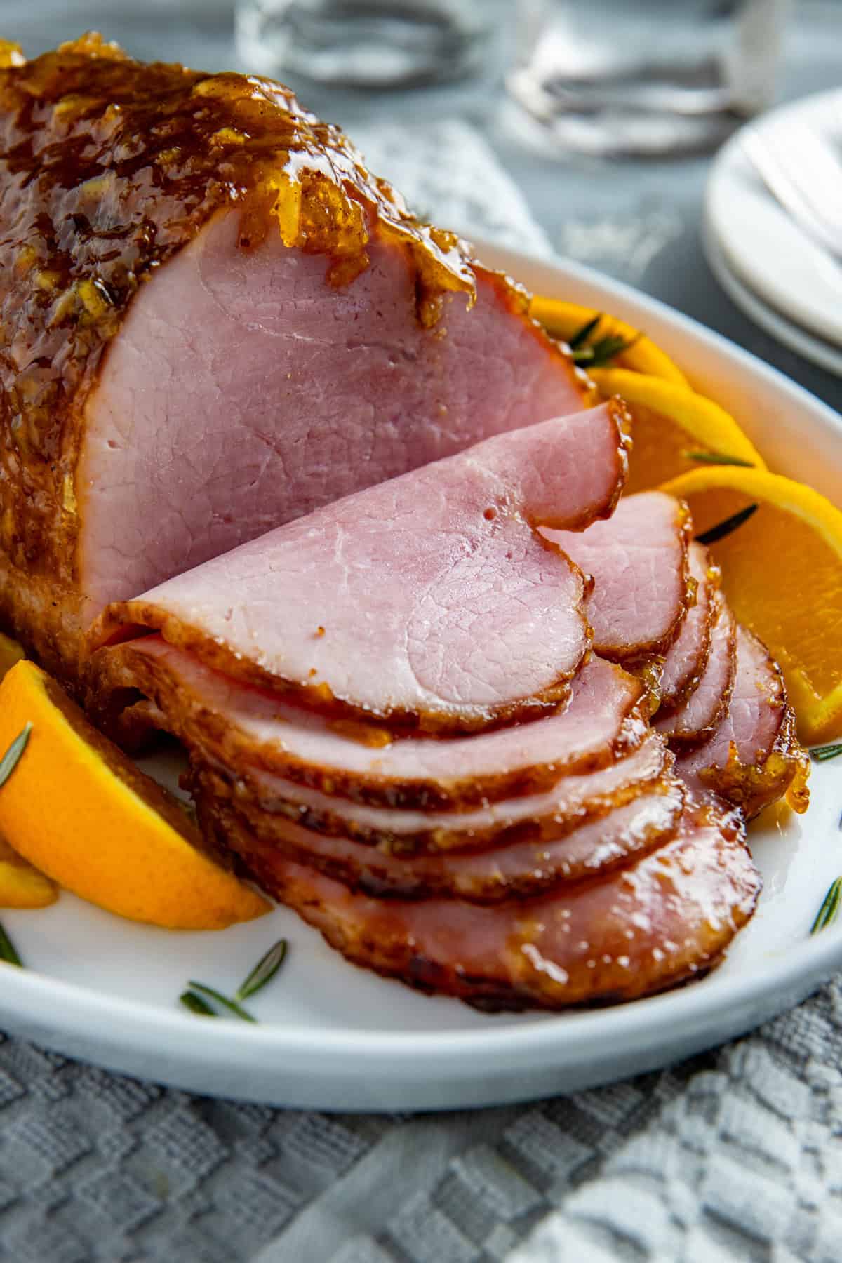 Marmalade-Glazed Ham with Roasted Garlic Green Beans
