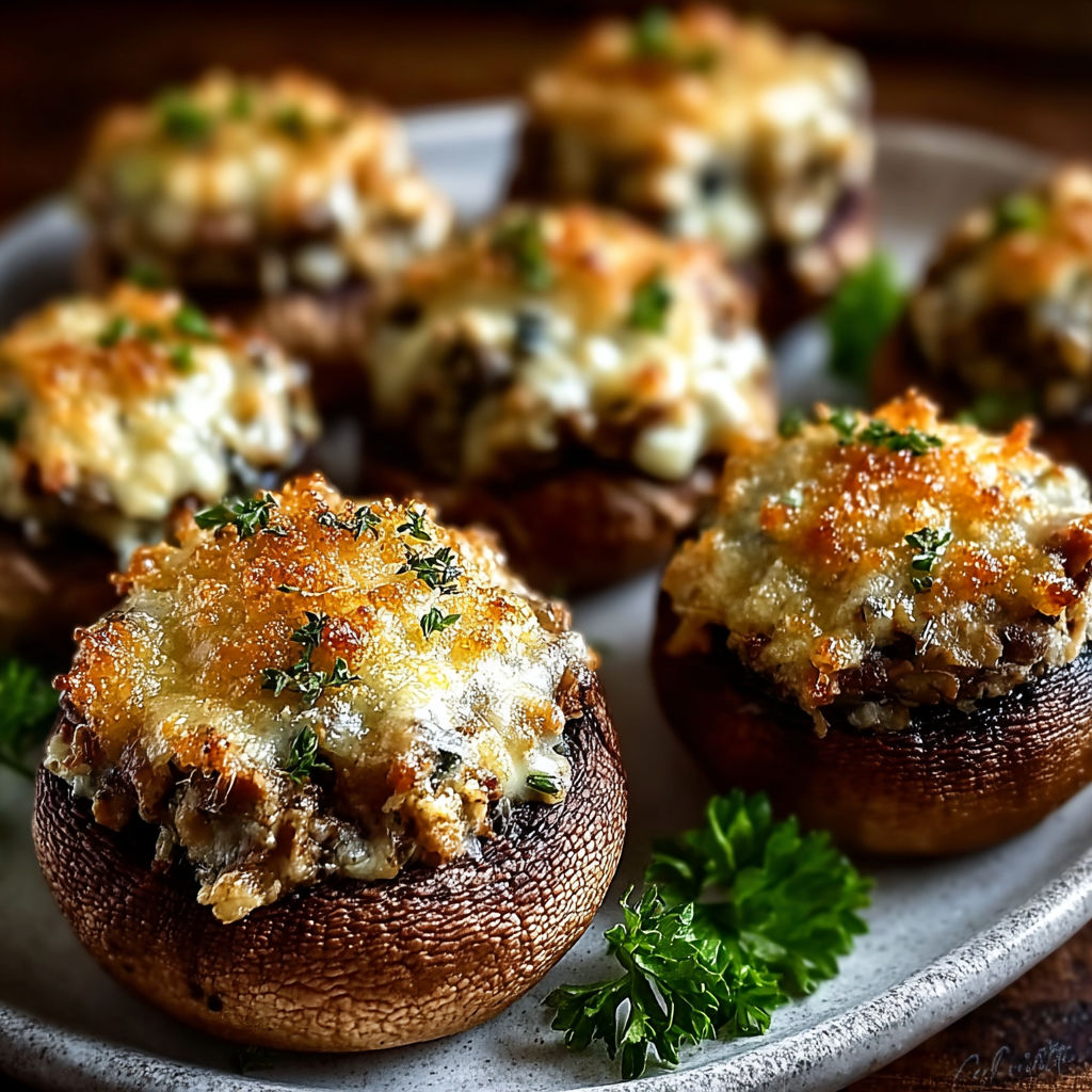 Herb-Stuffed Mushrooms with Garlic and Parmesan