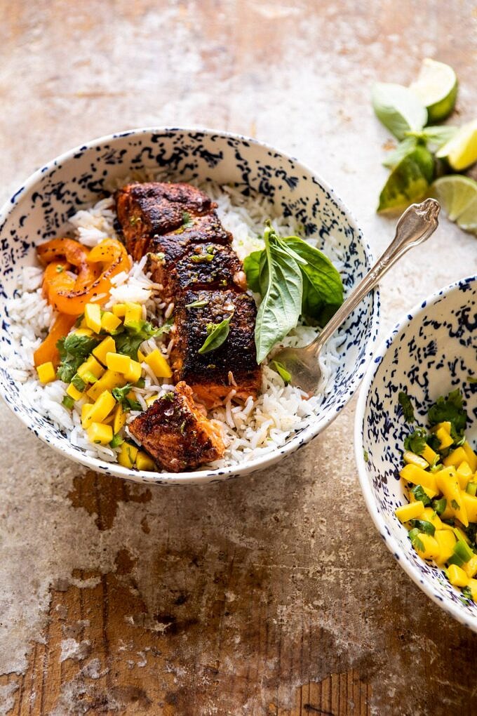 Mango-Curry Smoked Salmon Pasta with Lime-Cilantro Dressing