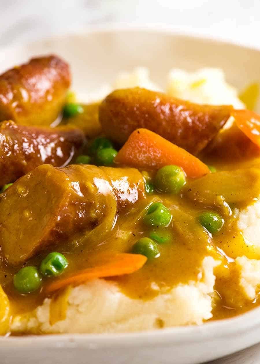 Classic Aussie Sausage Curry with Potato and Tomato