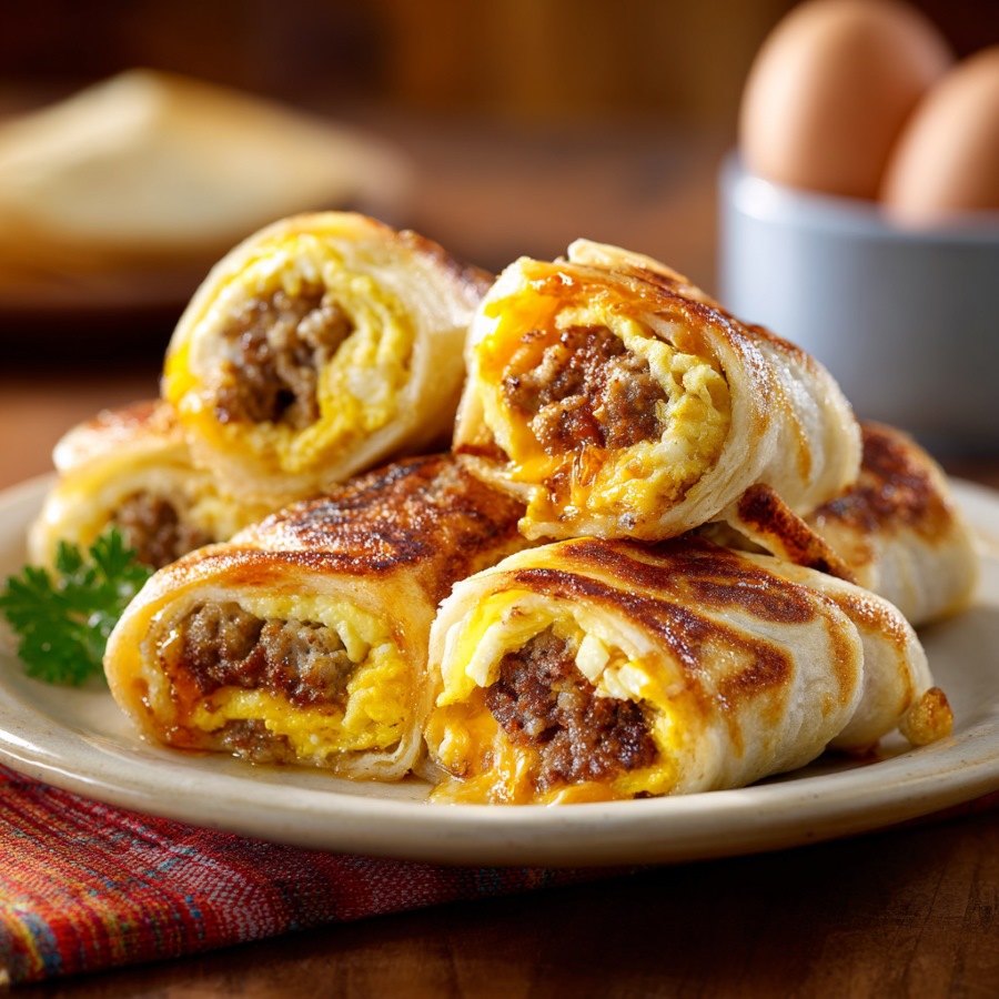 Bacon-Wrapped Egg and Cheese Roll-Ups