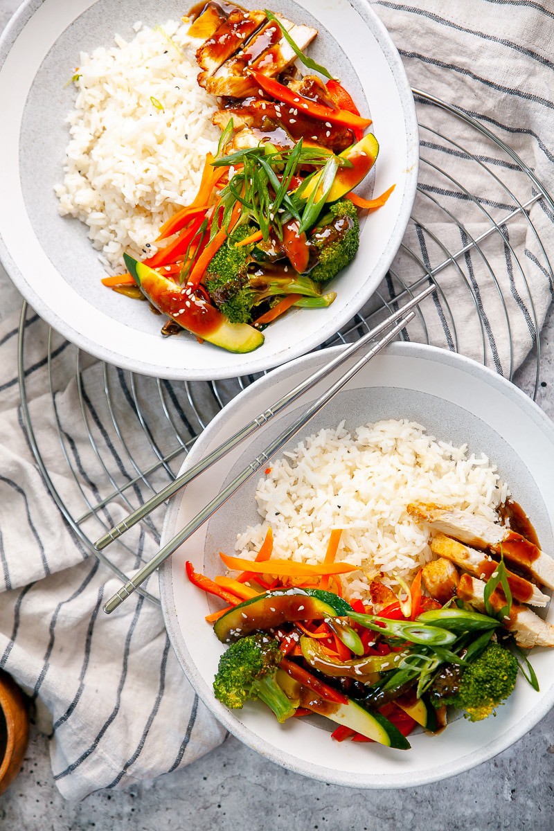 Asian Chicken Teriyaki Bowls with Vegetables