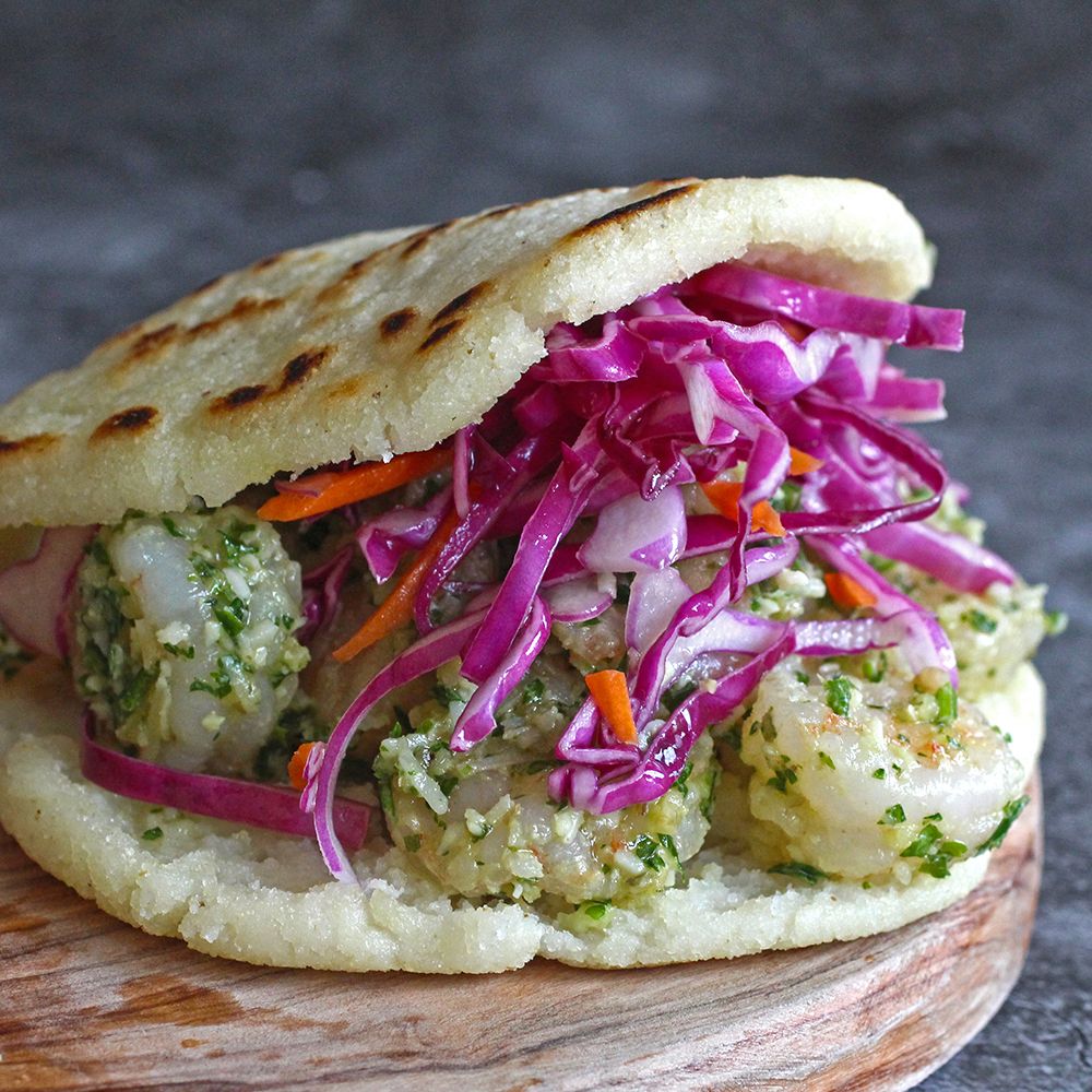 Spicy Shrimp Arepas