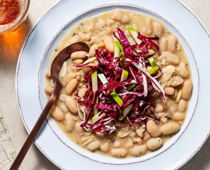 Braised Radicchio and White Bean Stew with Garlic and Rosemary