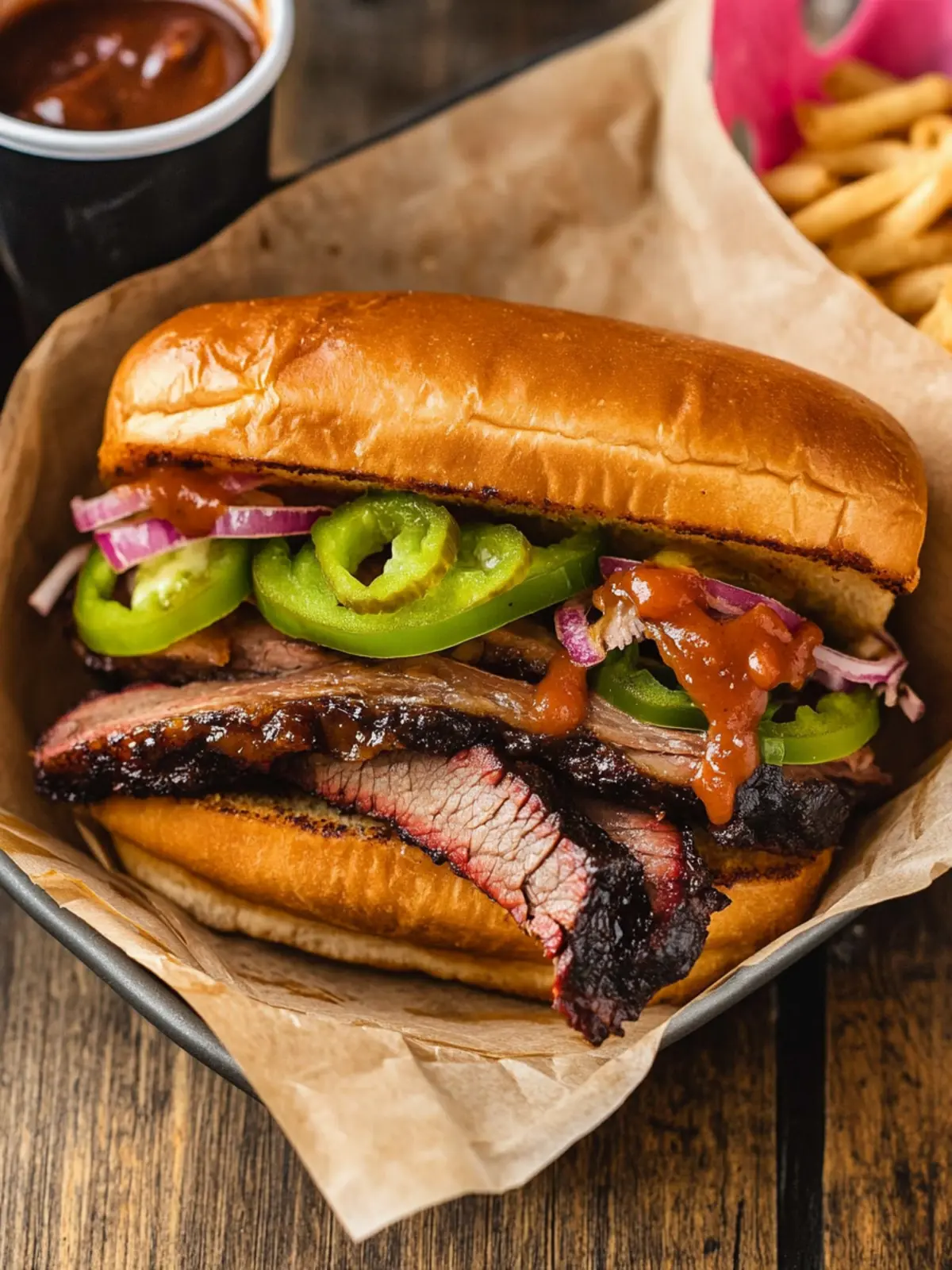 Grilled Texas Country Brisket Sandwich with Pickled Onions