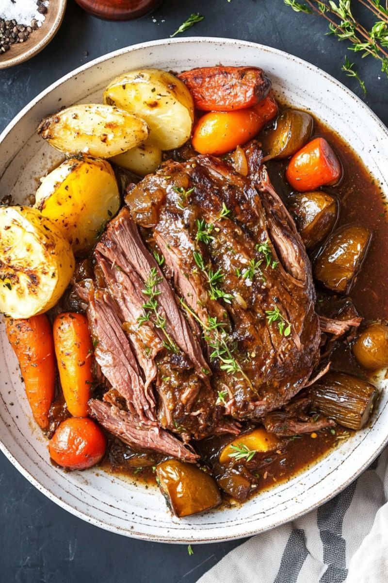 Slow-Cooked Beef Cheek Pot Roast with Root Vegetables
