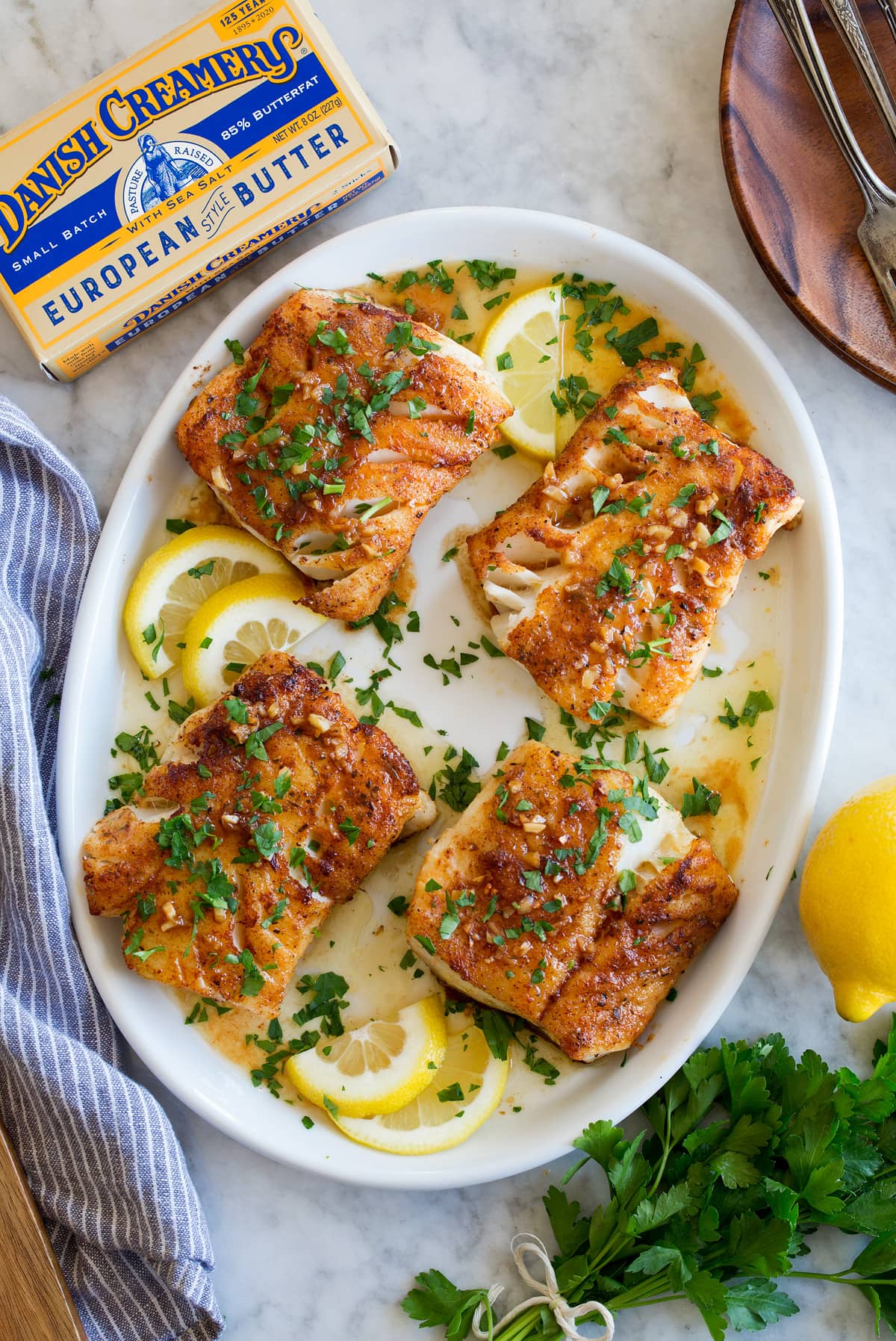 Pan-Seared Pacific Cod with Lemon-Caper Butter Sauce