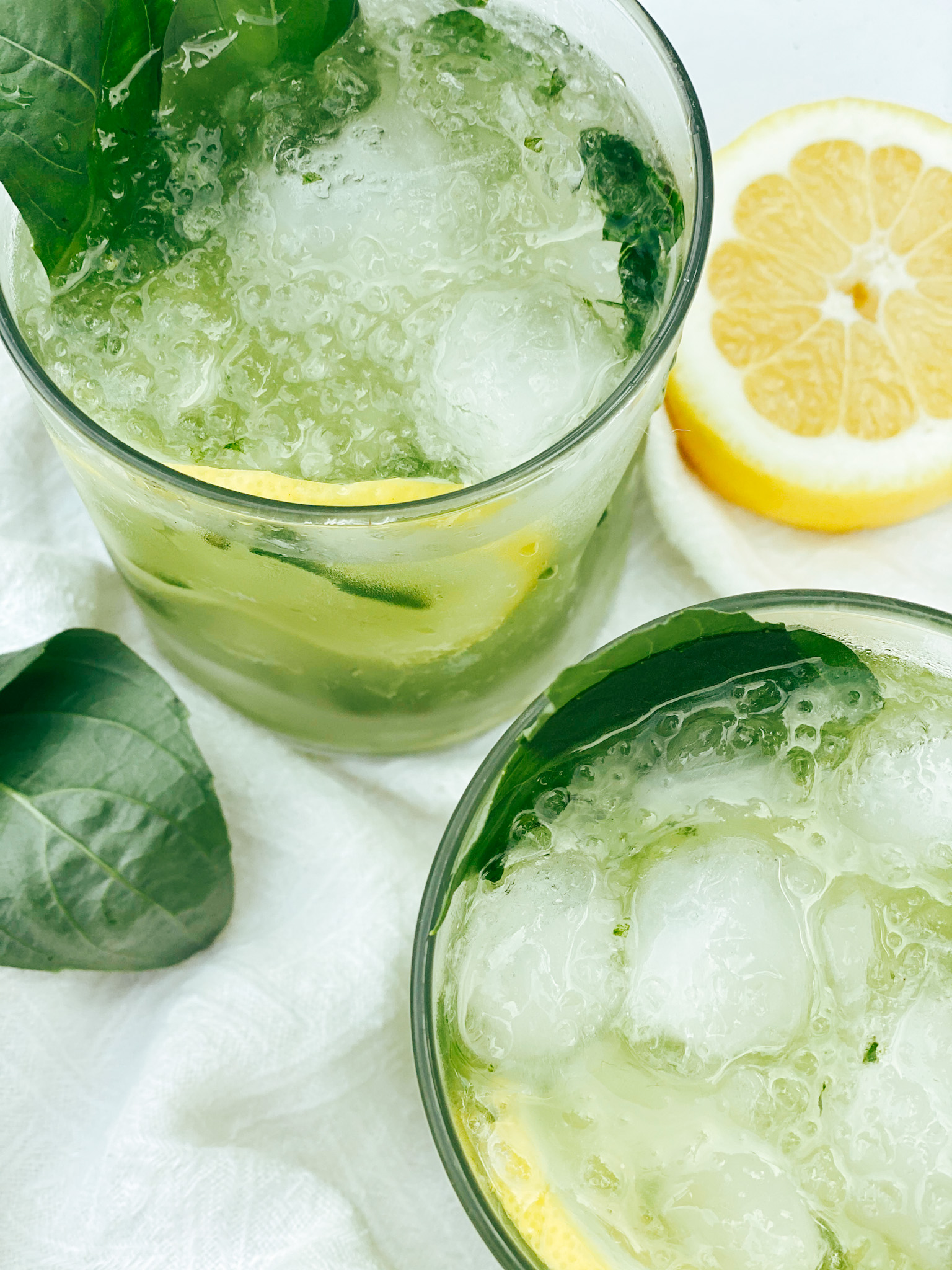 Honey-Basil Sparkling Lemon Cooler