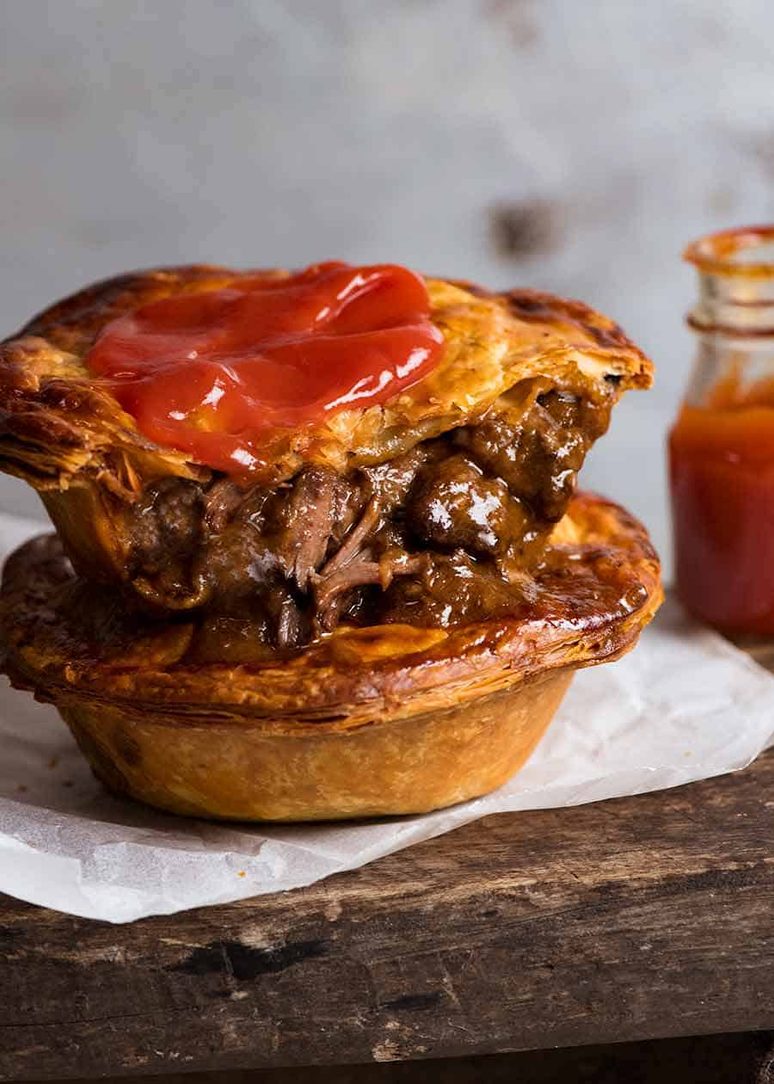 Pan-Fried Australian Meat Pie with Golden Pastry Crust