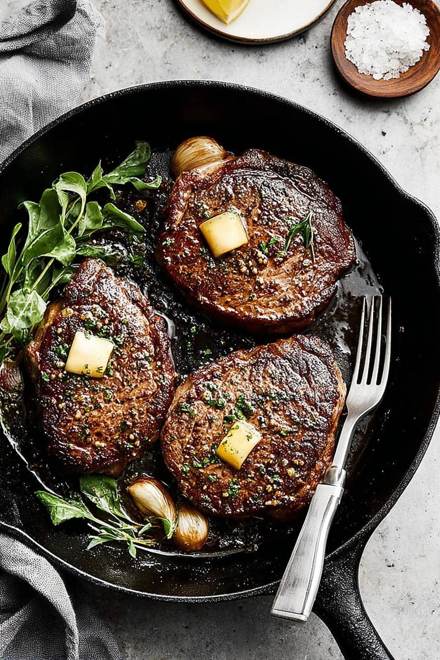Pan-Seared Texas Country Ribeye with Smoky Chili Butter