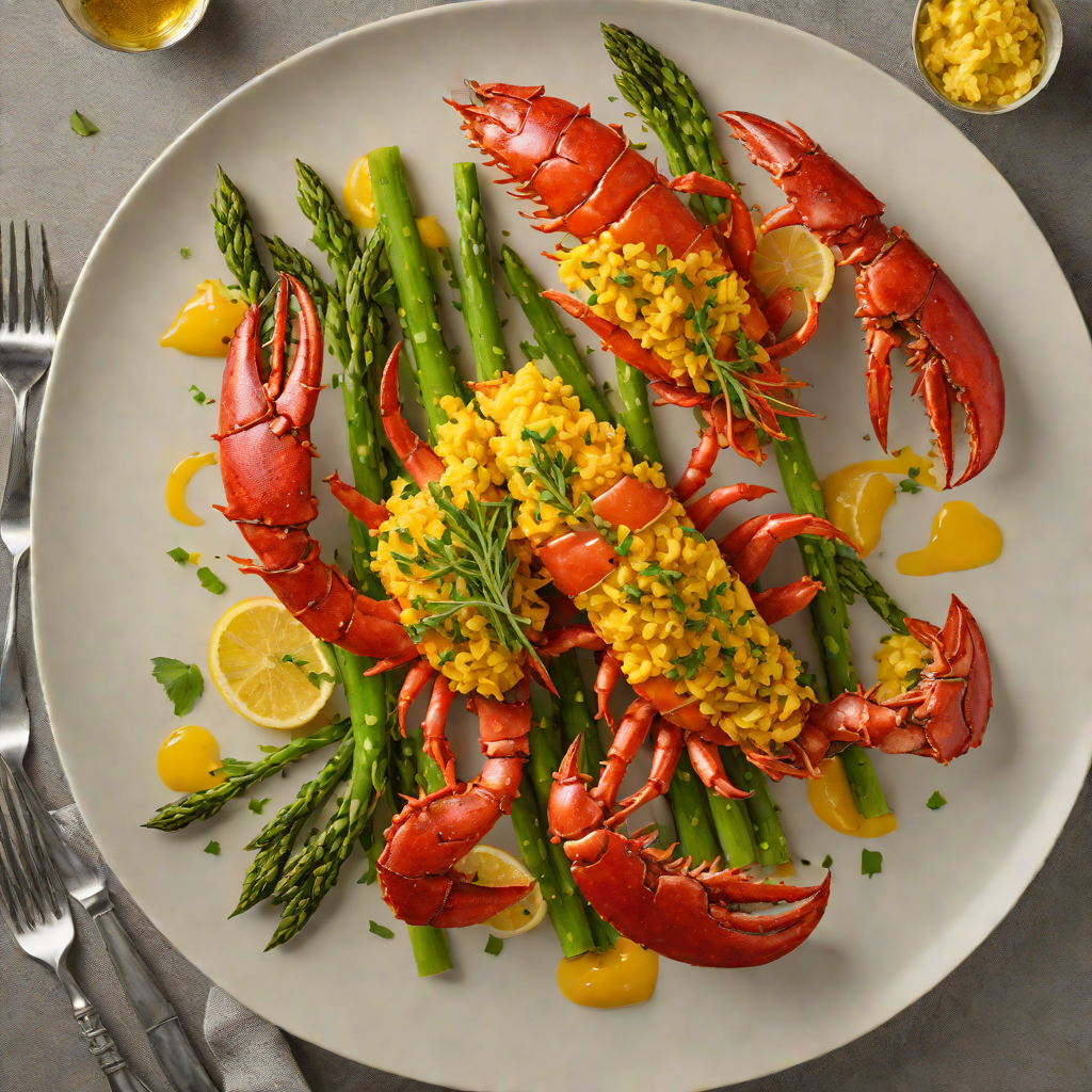 Saffron-Crusted Lobster with Asparagus