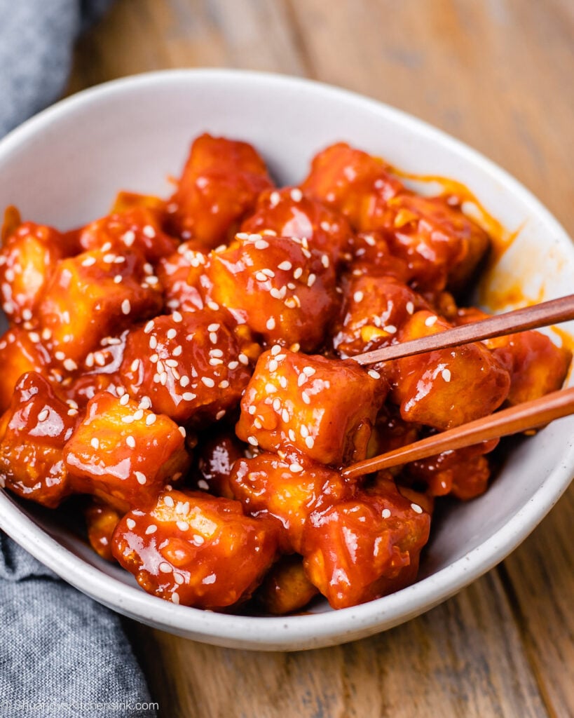 Pan-Fried Korean Spicy Tofu Stir-Fry with Gochujang