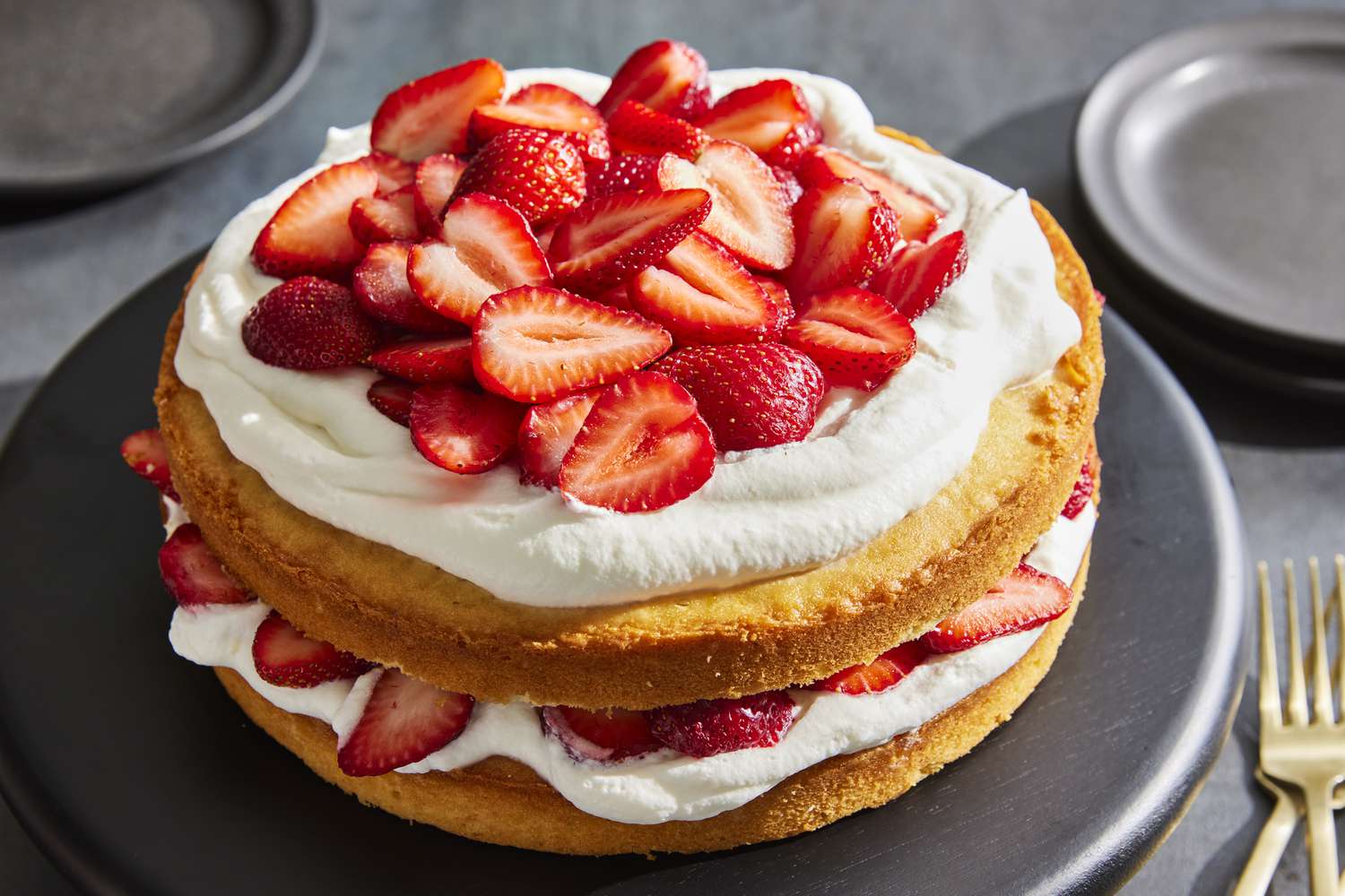 Vanilla Chiffon Cake with Whipped Cream and Strawberries