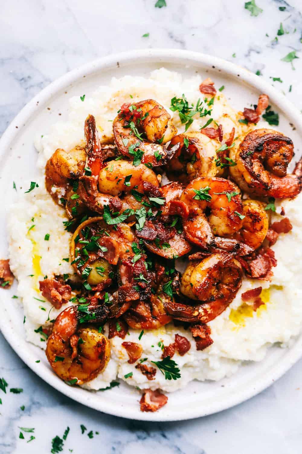 Baked Cajun-Spiced Shrimp with Creamy Baytown Grits