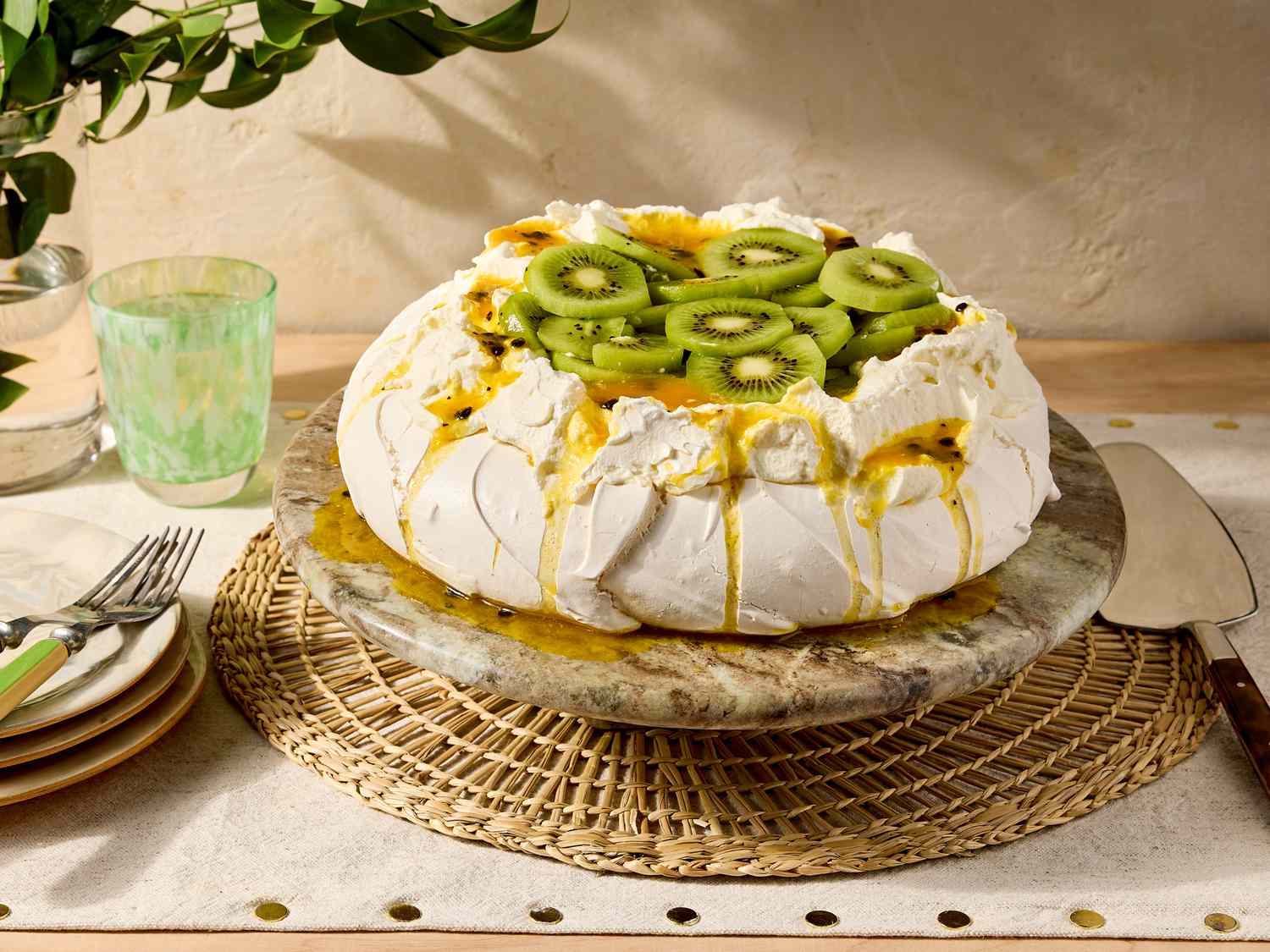 No-Bake Passionfruit Pavlova with Whipped Cream
