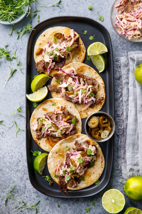 Street-Style Mexican Tacos with Cilantro-Lime Slaw