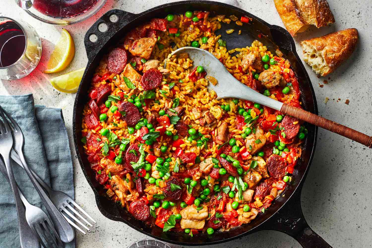 Tomato and Chorizo Paella with Saffron Rice