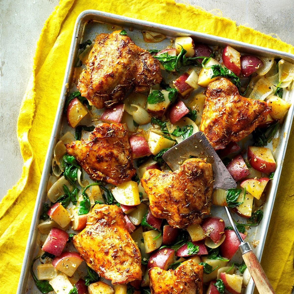 One-Pan Roasted Chicken with Garlic and Sweet Potatoes