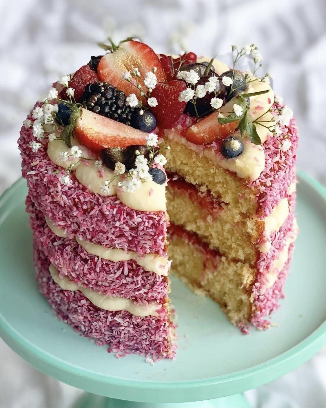 Lamington-Inspired Coconut and Raspberry Cake