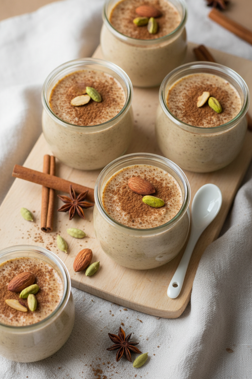 Warm Spiced Chai Pudding with Cardamom and Honey