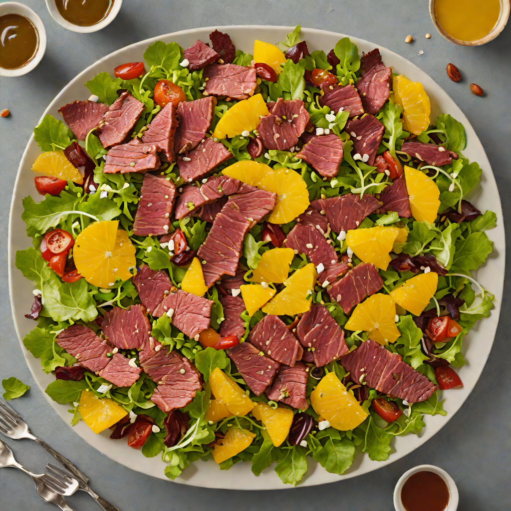 Pan-Seared Grass-Fed Beef Jerky Salad with Citrus Vinaigrette