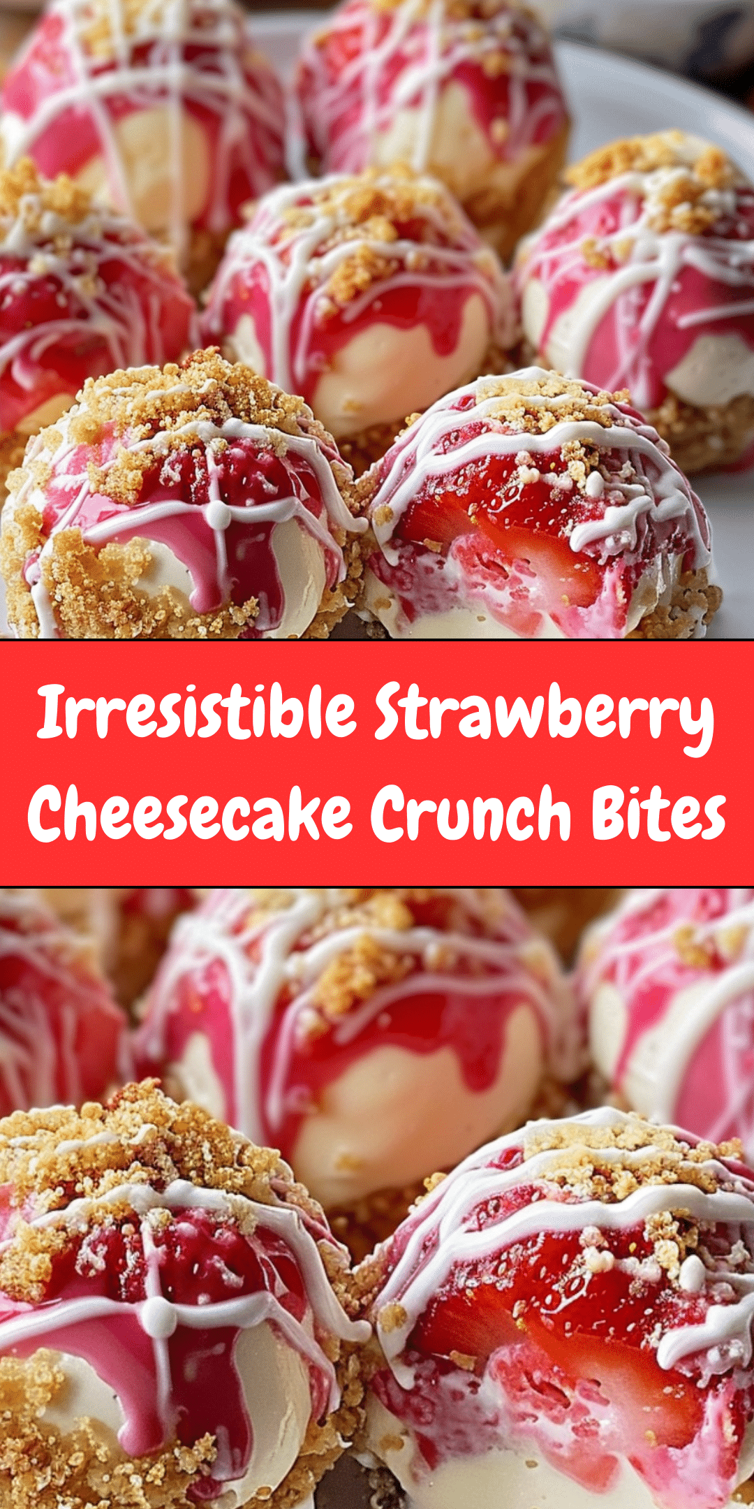 Strawberry Cheesecake Bites with Cocoa Nib Crunch
