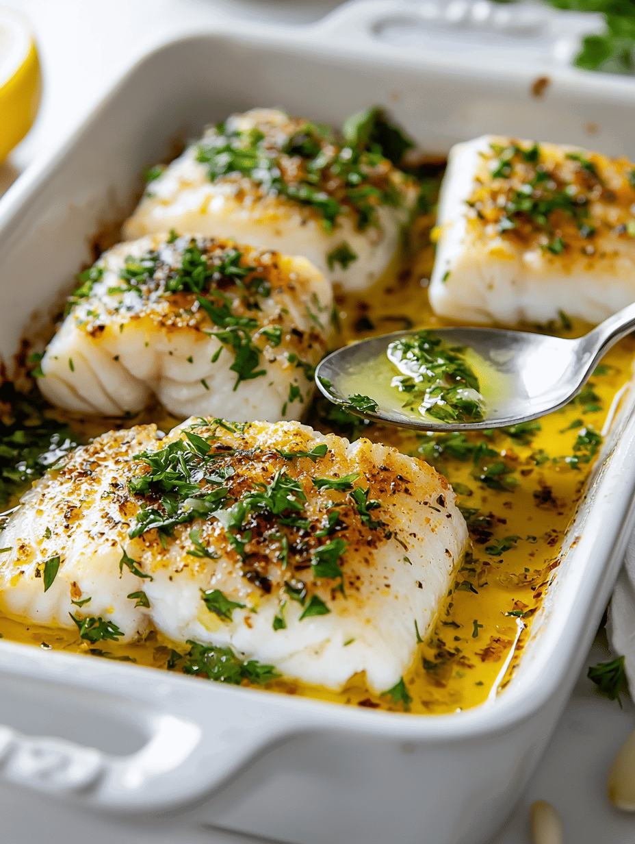 Oven-Baked Hoki with Lemon-Garlic Butter and Herb Crust