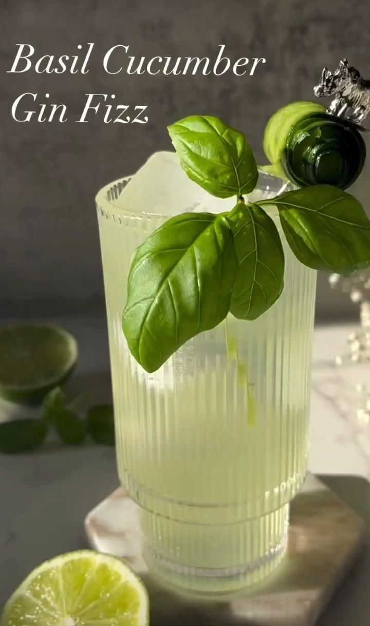 Basil-Infused Gin Fizz with Cucumber