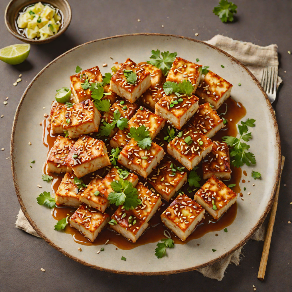Crispy Pan-Fried Tofu with Garlic Ginger Sauce