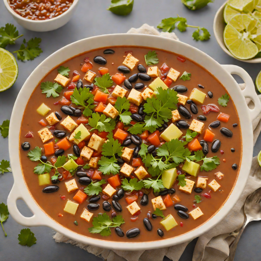 Vegetarian Mexican Slow Cooker Soup with Tofu and Black Beans