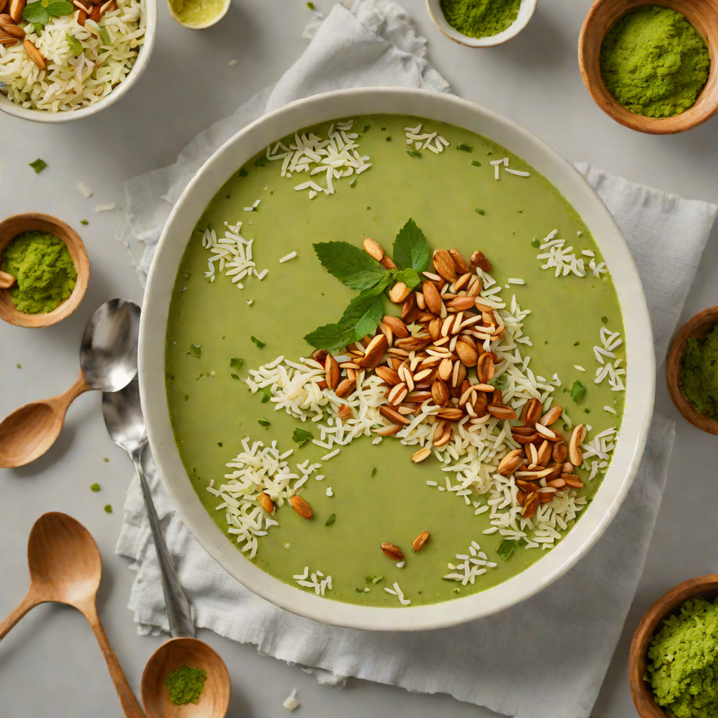 Dream Layered Matcha and Coconut Rice Pudding