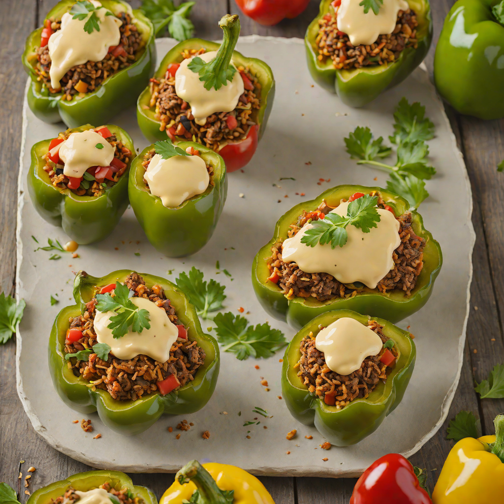 Cheeseburger-Stuffed Bell Peppers with Mustard Mayo