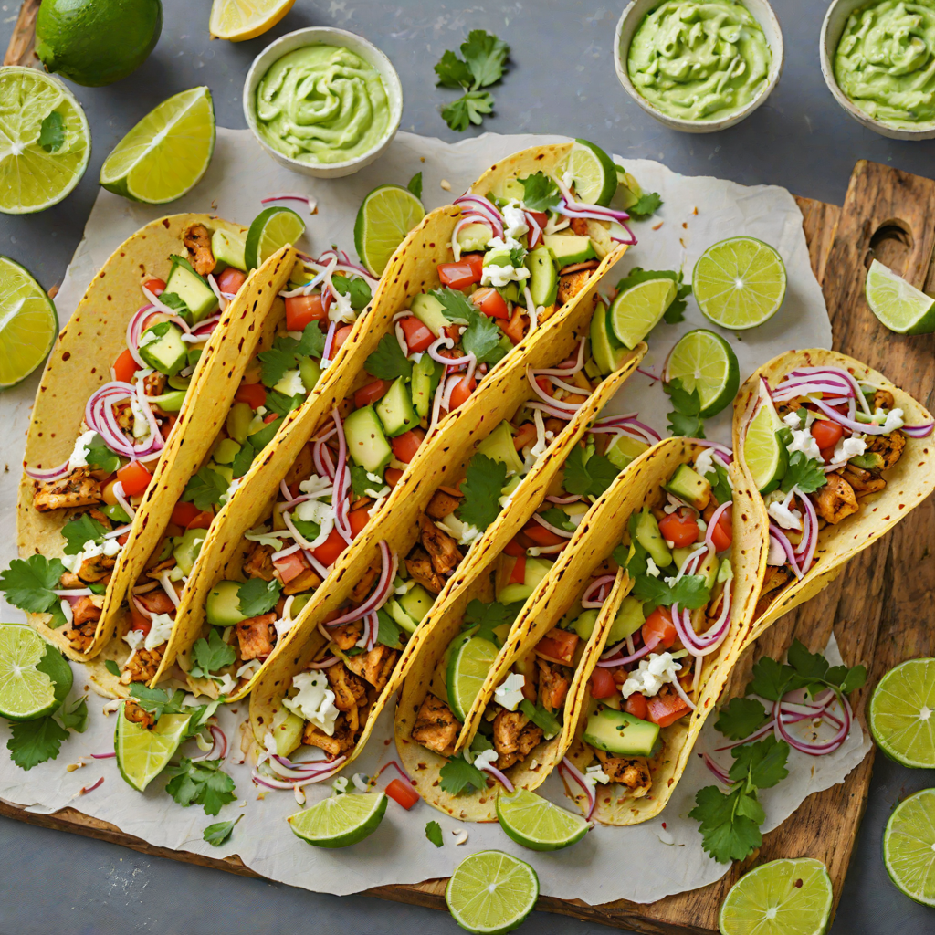 Grilled Citrus-Marinated Chicken Tacos with Avocado Crema